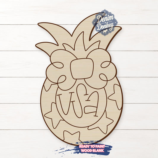 Patriotic Pineapple Unfinished Wood Blank