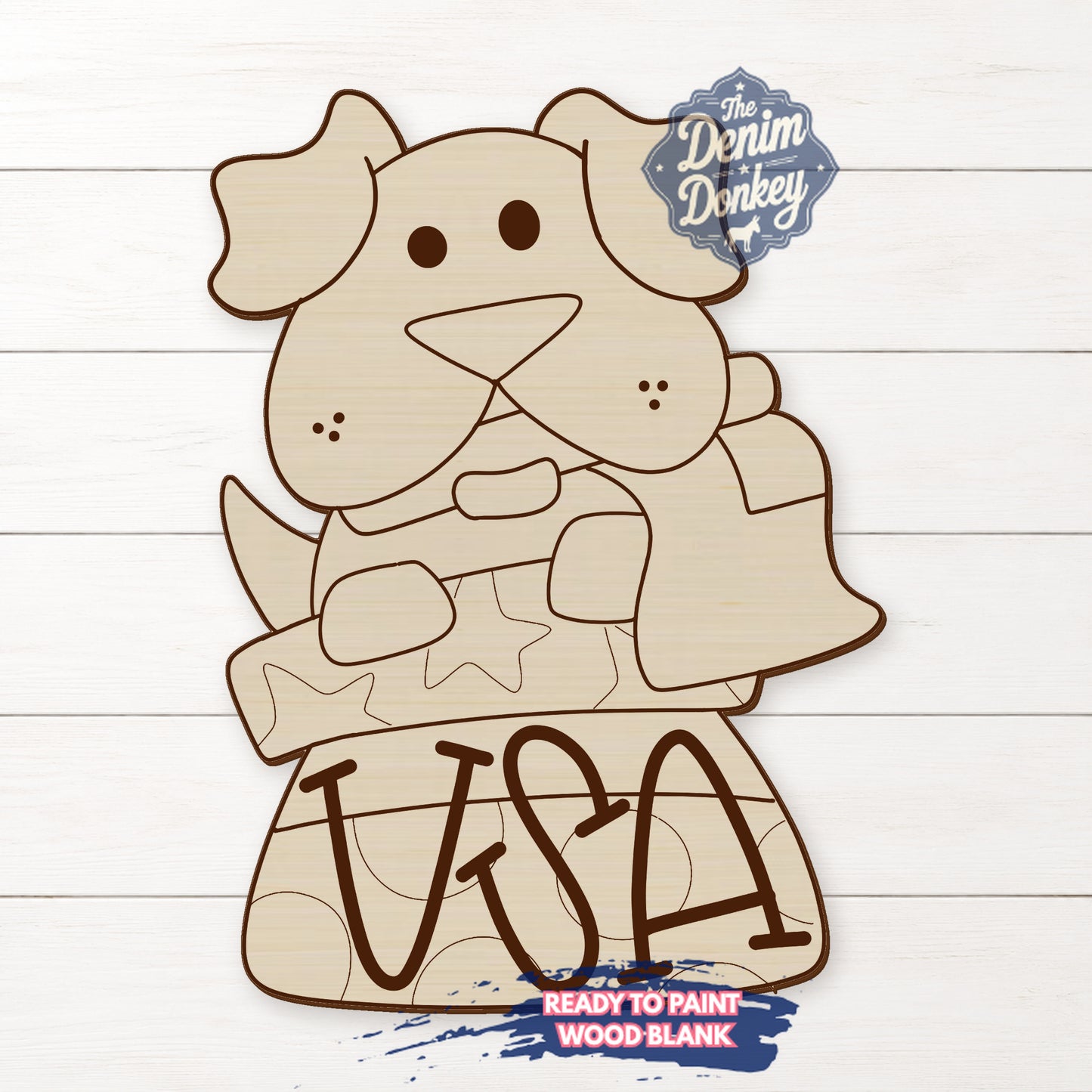 Patriotic Pup Unfinished Wood Blank