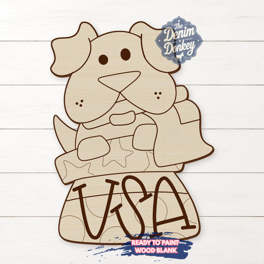 Patriotic Pup Unfinished Wood Blank
