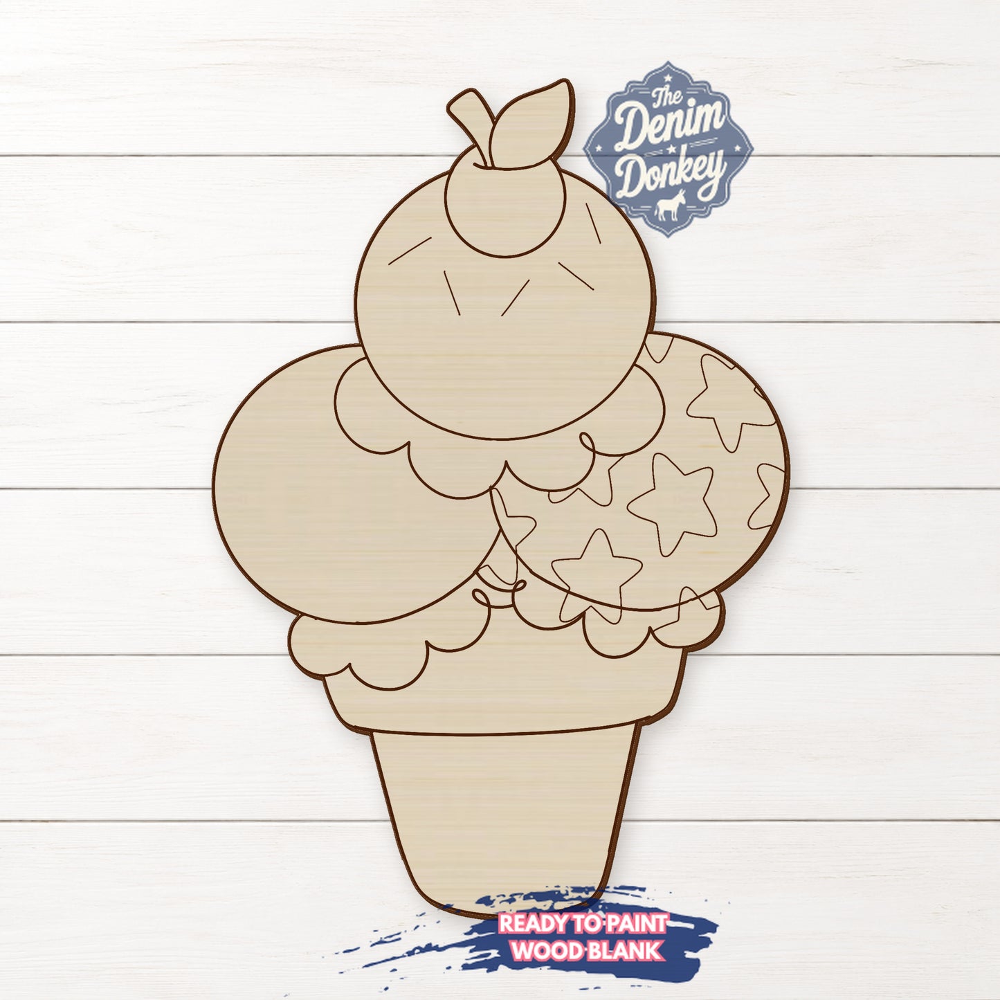 Patriotic Scoops Unfinished Wood Blank