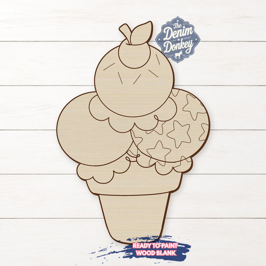 Patriotic Scoops Unfinished Wood Blank