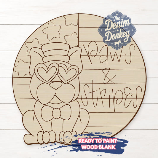 Paws And Stripes Unfinished Wood Blank