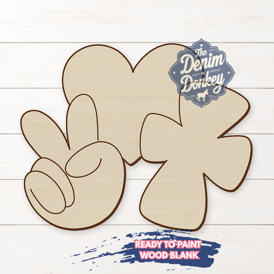 Peace Love Cross Unfinished Wood Blank