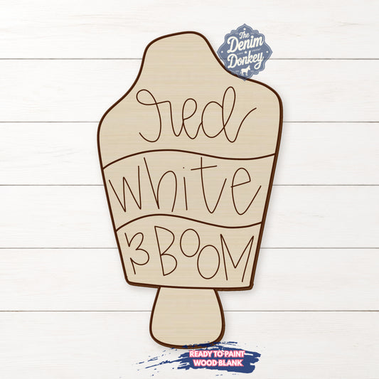 Red White Boom Unfinished Wood Blank