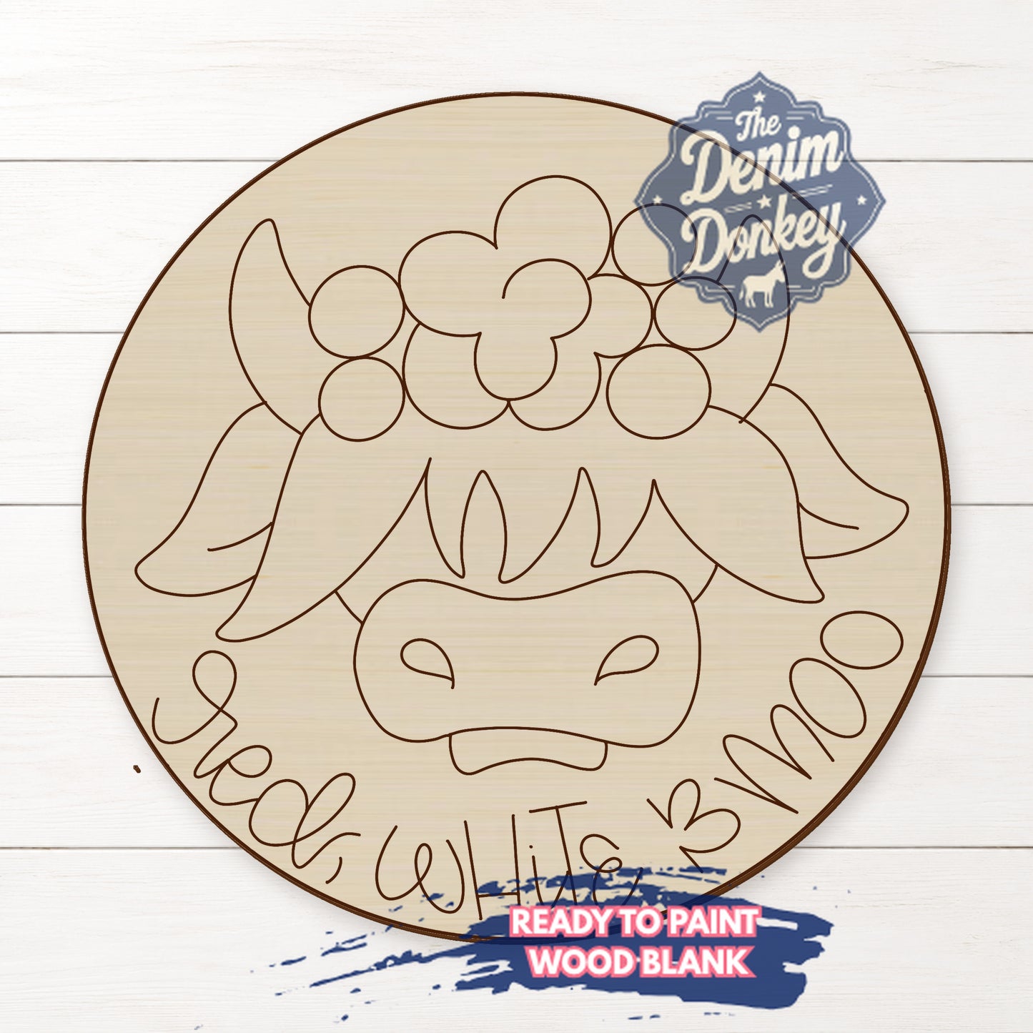 Red White Moo Cow Unfinished Wood Blank