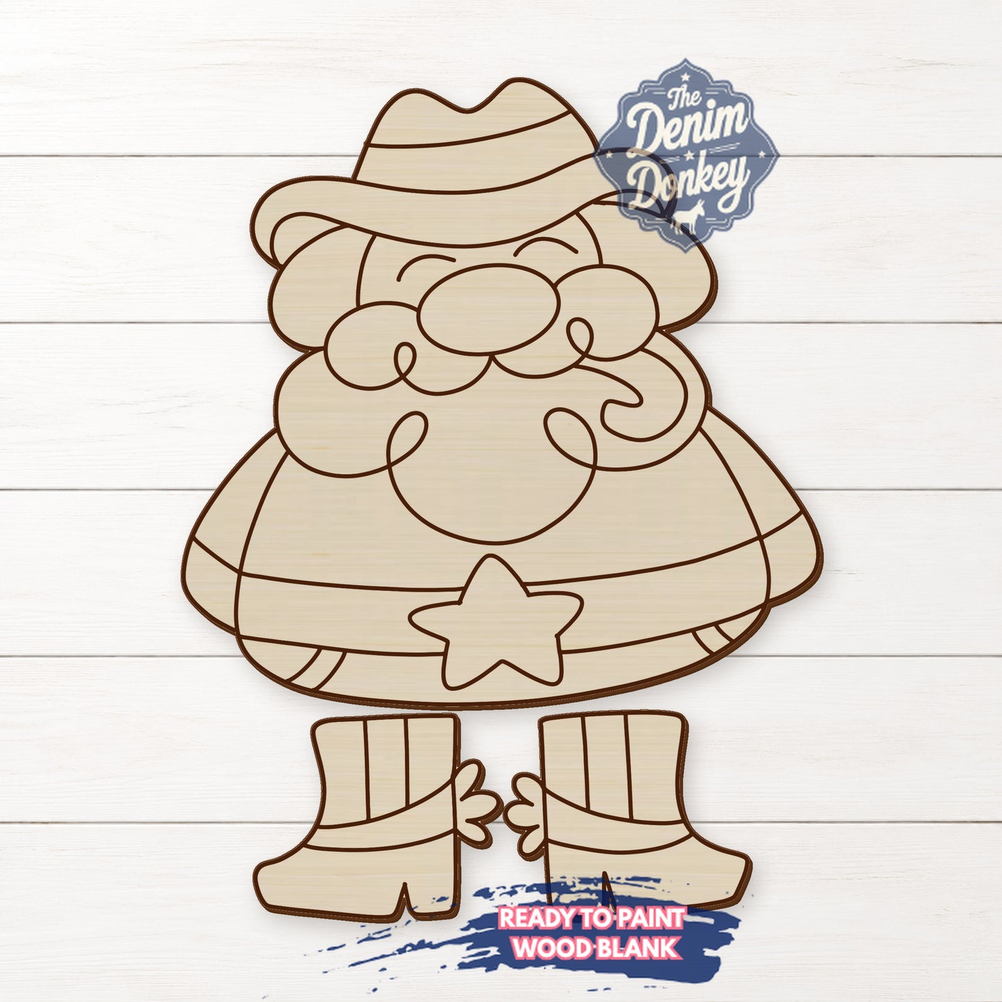 Ribbon Leg Cowboy Santa Unfinished Wood Blank