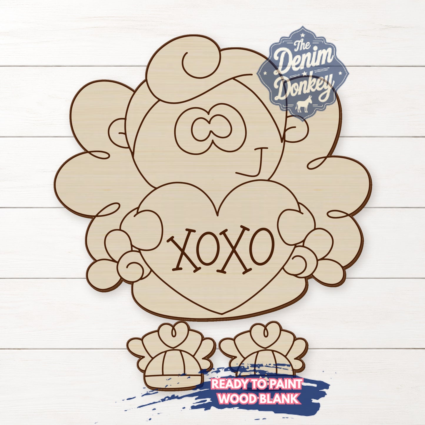 Ribbon Leg Cupid Unfinished Wood Blank