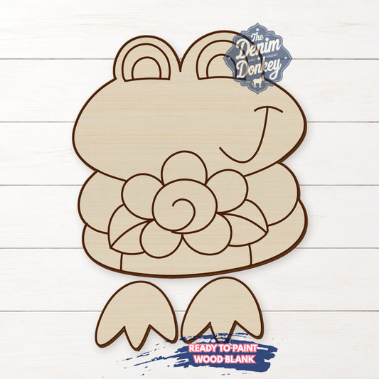 Ribbon Leg Frog Unfinished Wood Blank