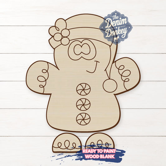 Ribbon Leg Gingerbread Man Unfinished Wood Blank