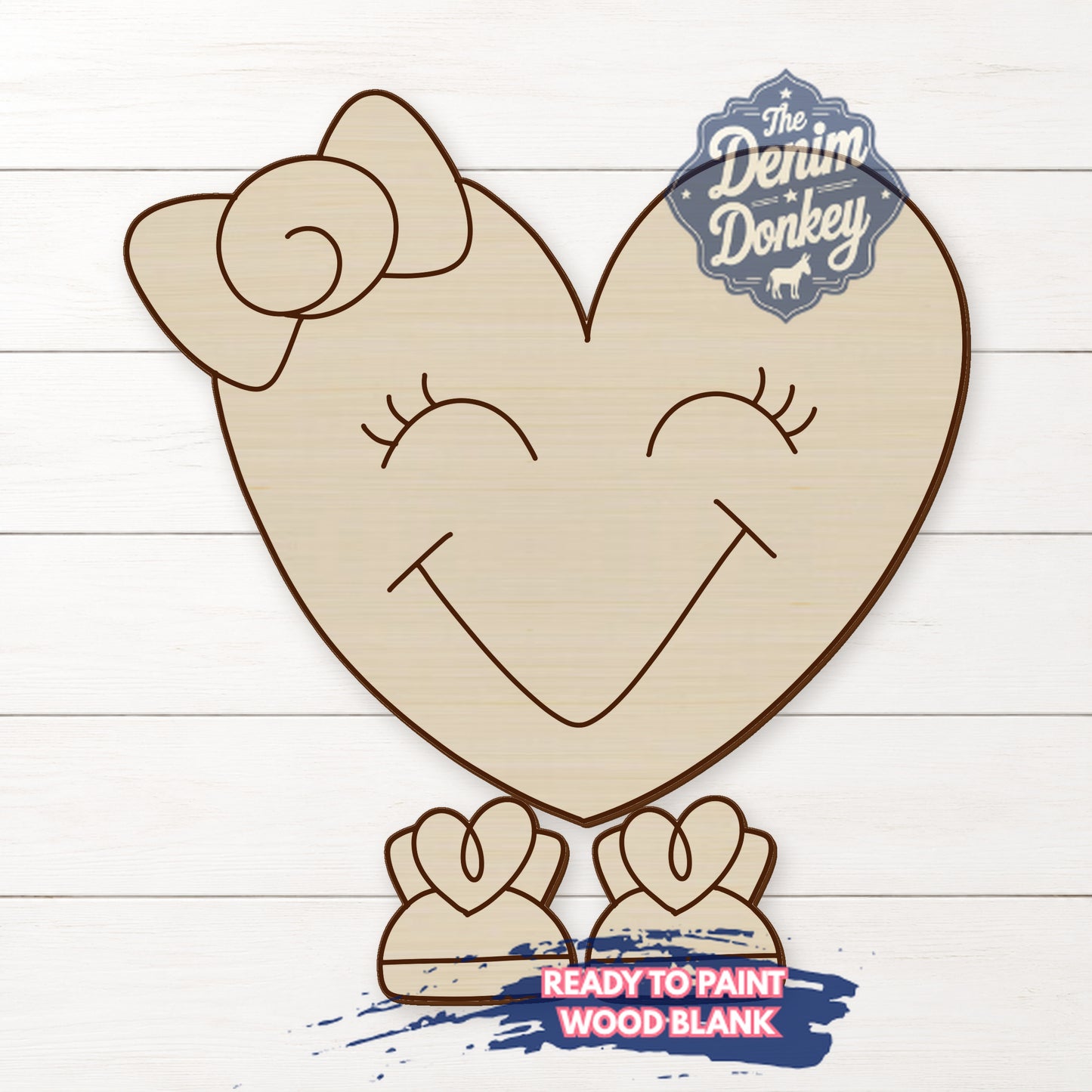 Ribbon Leg Girl Heart Unfinished Wood Blank
