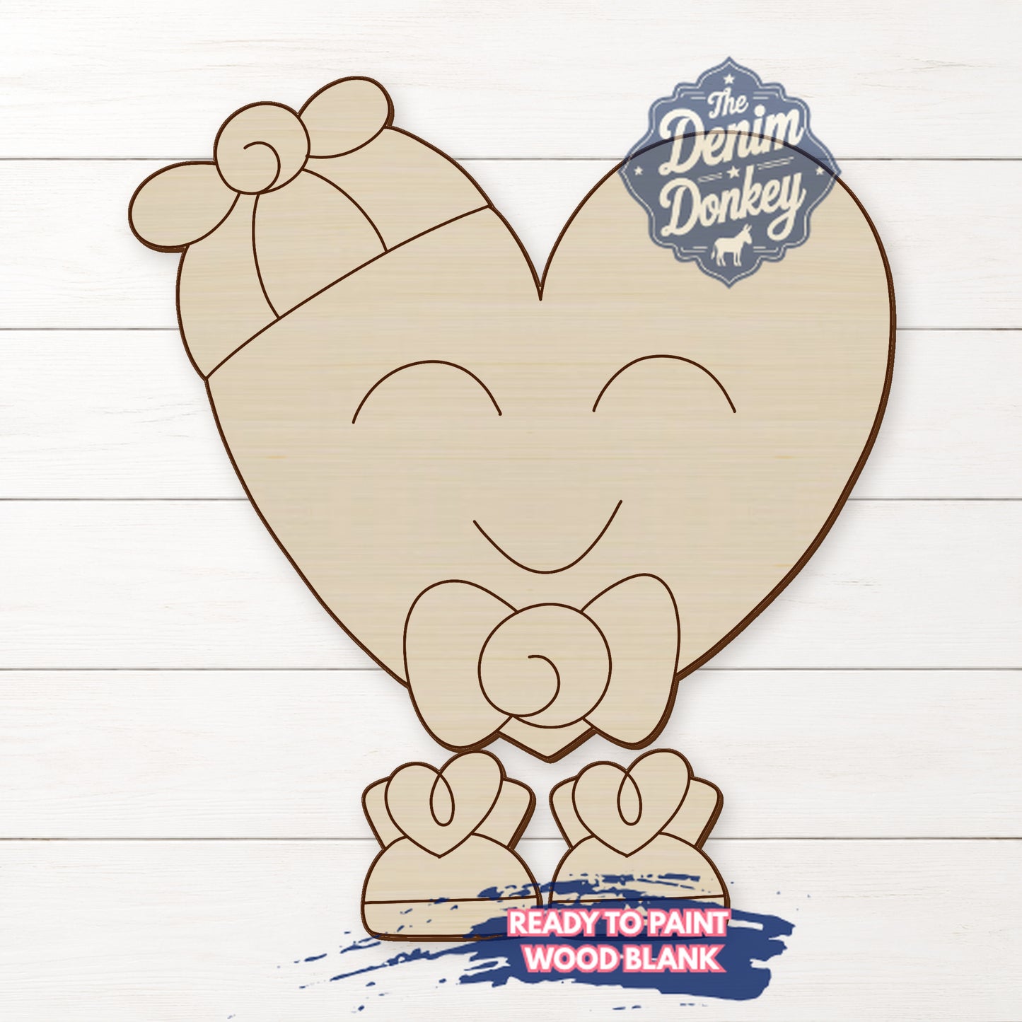 Ribbon Leg Heart Boy Unfinished Wood Blank