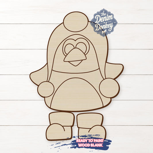 Ribbon Leg Penguin Unfinished Wood Blank