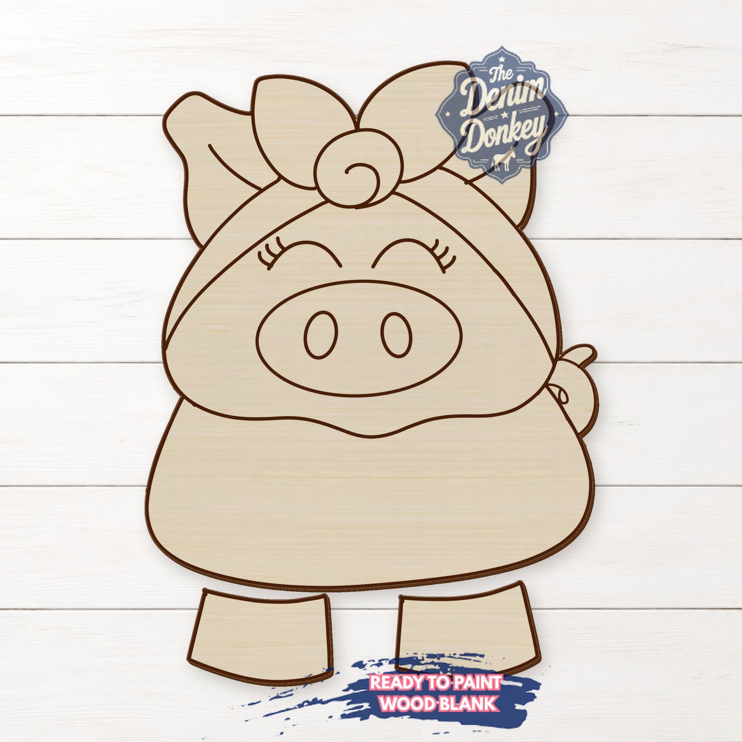 Ribbon Leg Pig Bow Unfinished Wood Blank