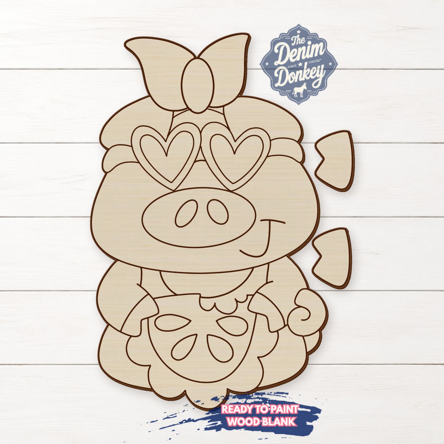 Ribbon Leg Pig Unfinished Wood Blank