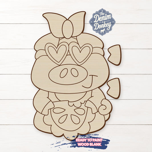 Ribbon Leg Pig Unfinished Wood Blank
