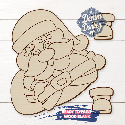 Ribbon Leg Santa Unfinished Wood Blank