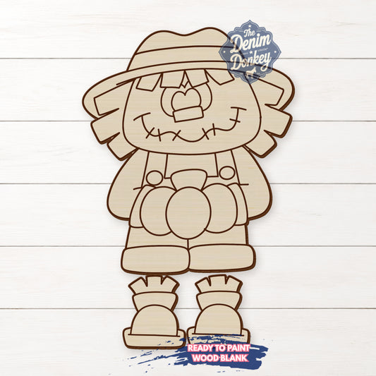 Ribbon Leg Scarecrow Boy Unfinished Wood Blank