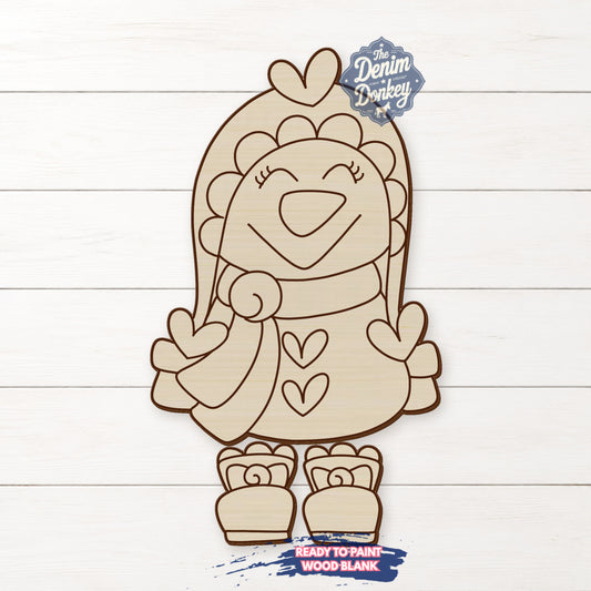 Ribbon Leg VDay Snowman Unfinished Wood Blank