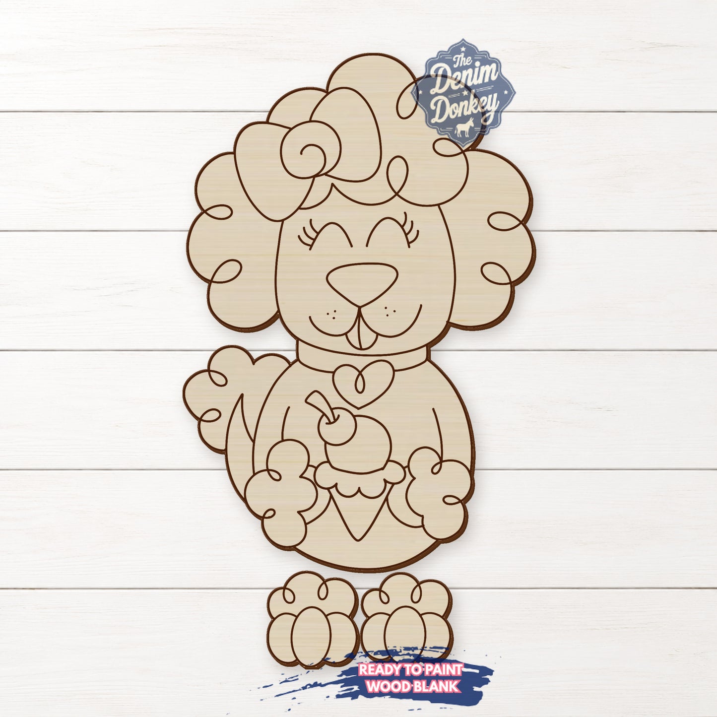 Ribbon Leg Poodle Unfinished Wood Blank