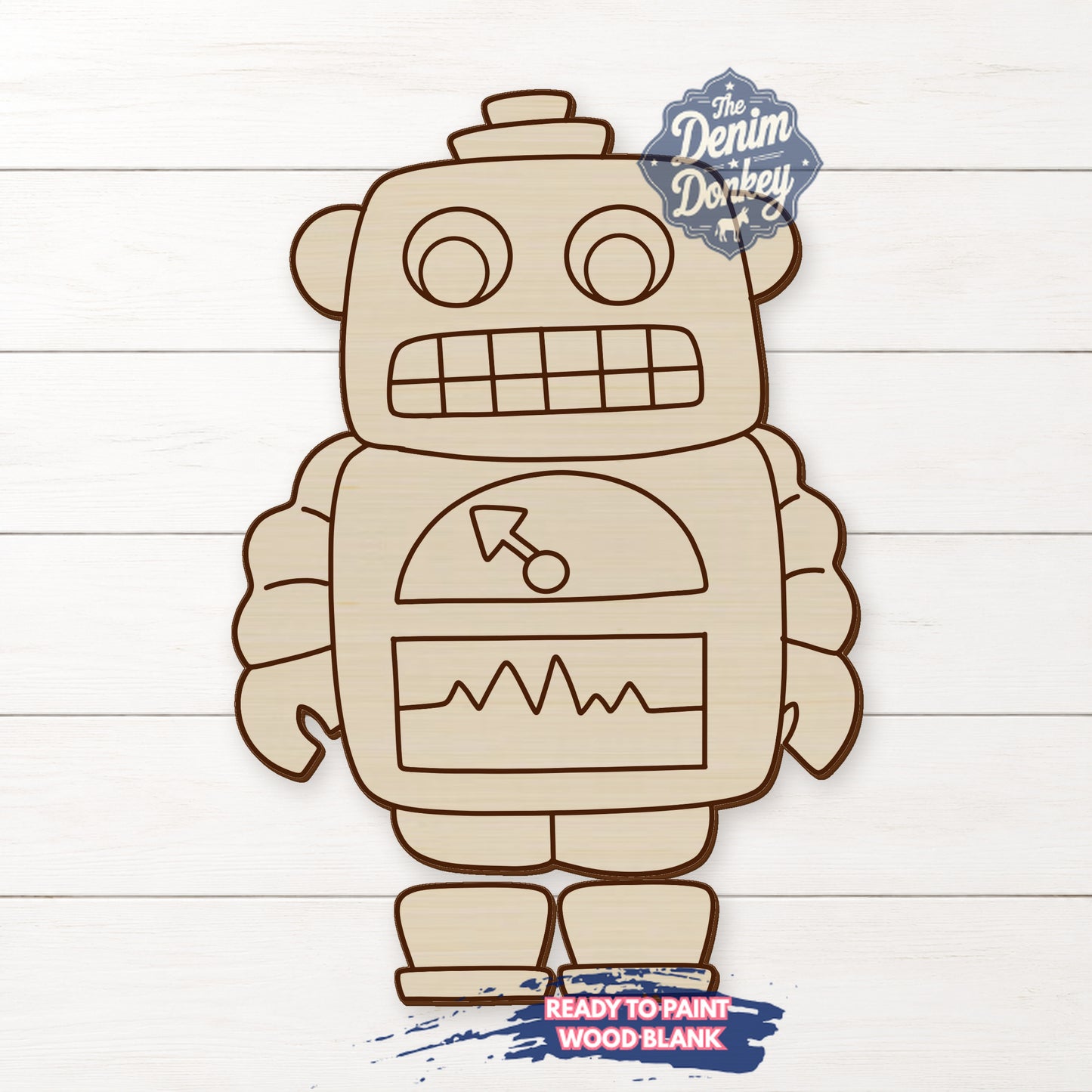Robot Ribbon Legs Unfinished Wood Blank