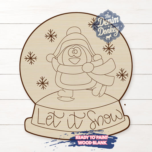 Snowglobe Penguin Wood Blank