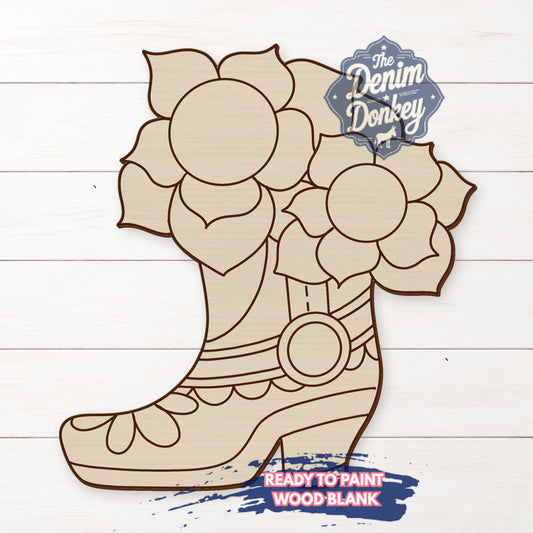 Sunflower Cowboy Boot Wood Blank