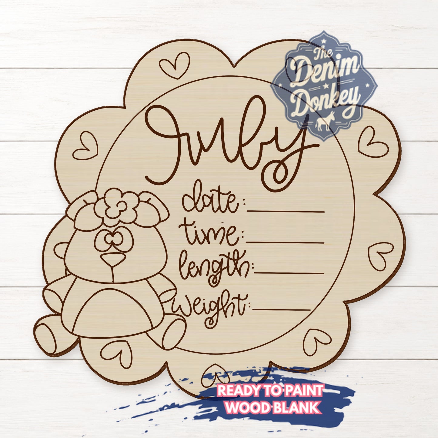Teddy Bear Baby Unfinished Wood Blank