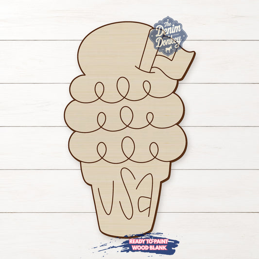USAIce Cream Unfinished Wood Blank