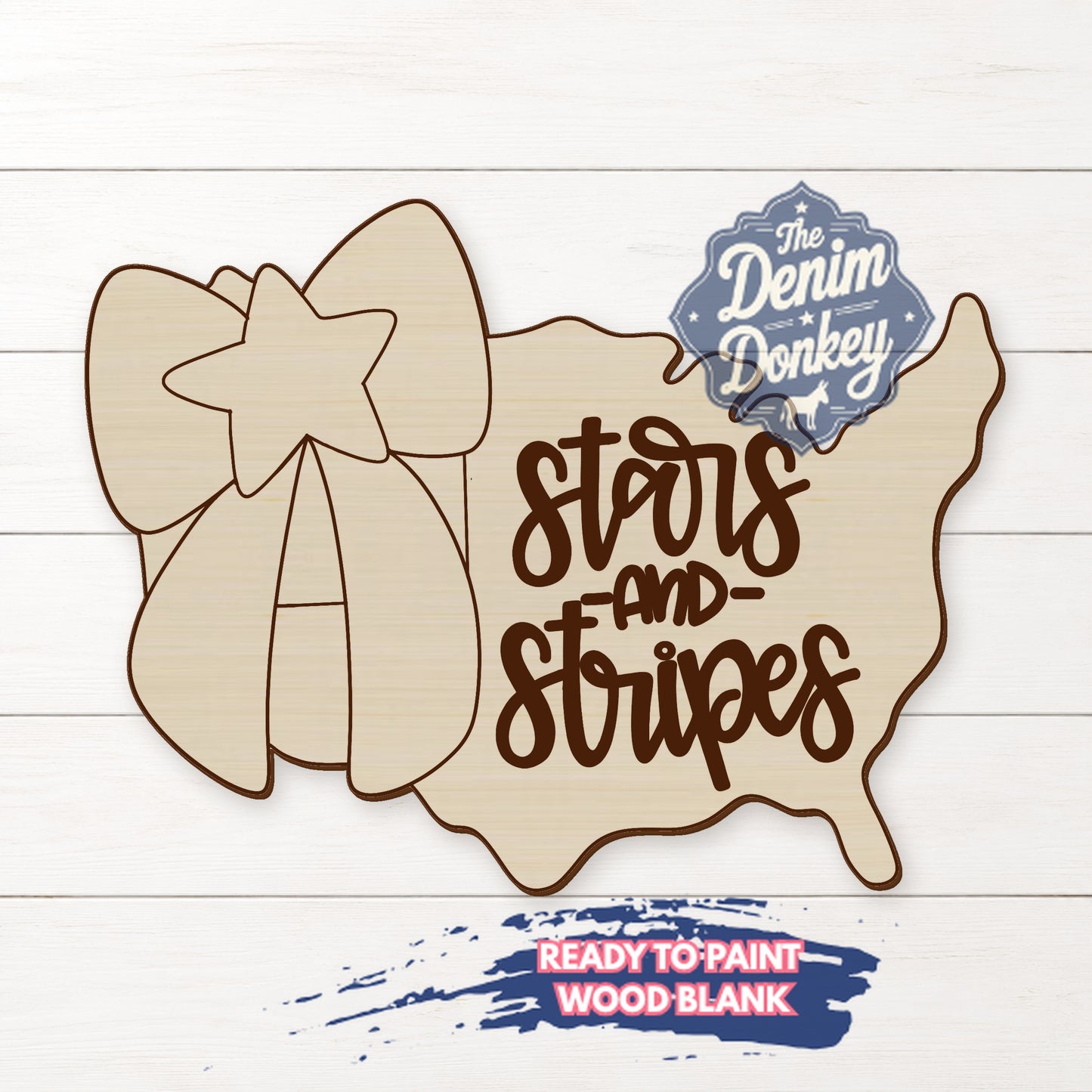 USAStars And Stripes Unfinished Wood Blank