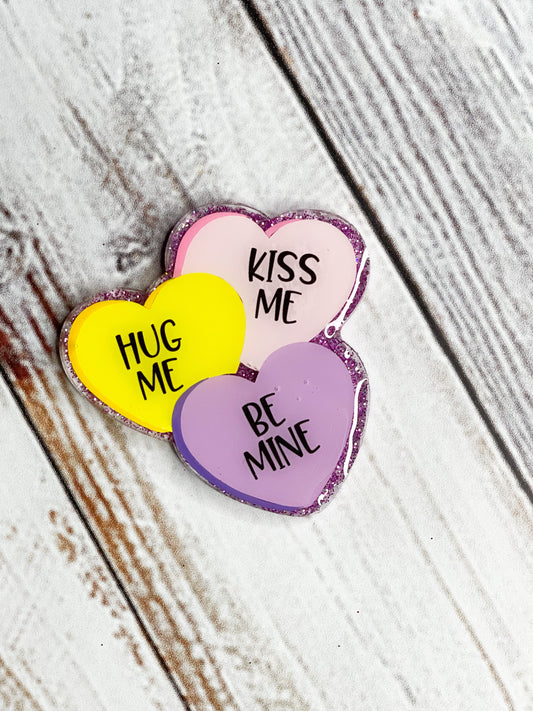 Sweet Conversation Hearts Badge Reel Cover