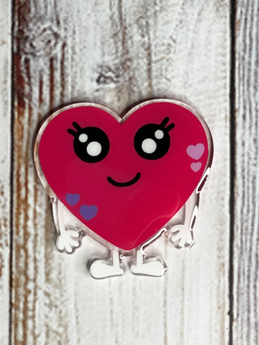 Heart Character - Pink Badge Reel Cover