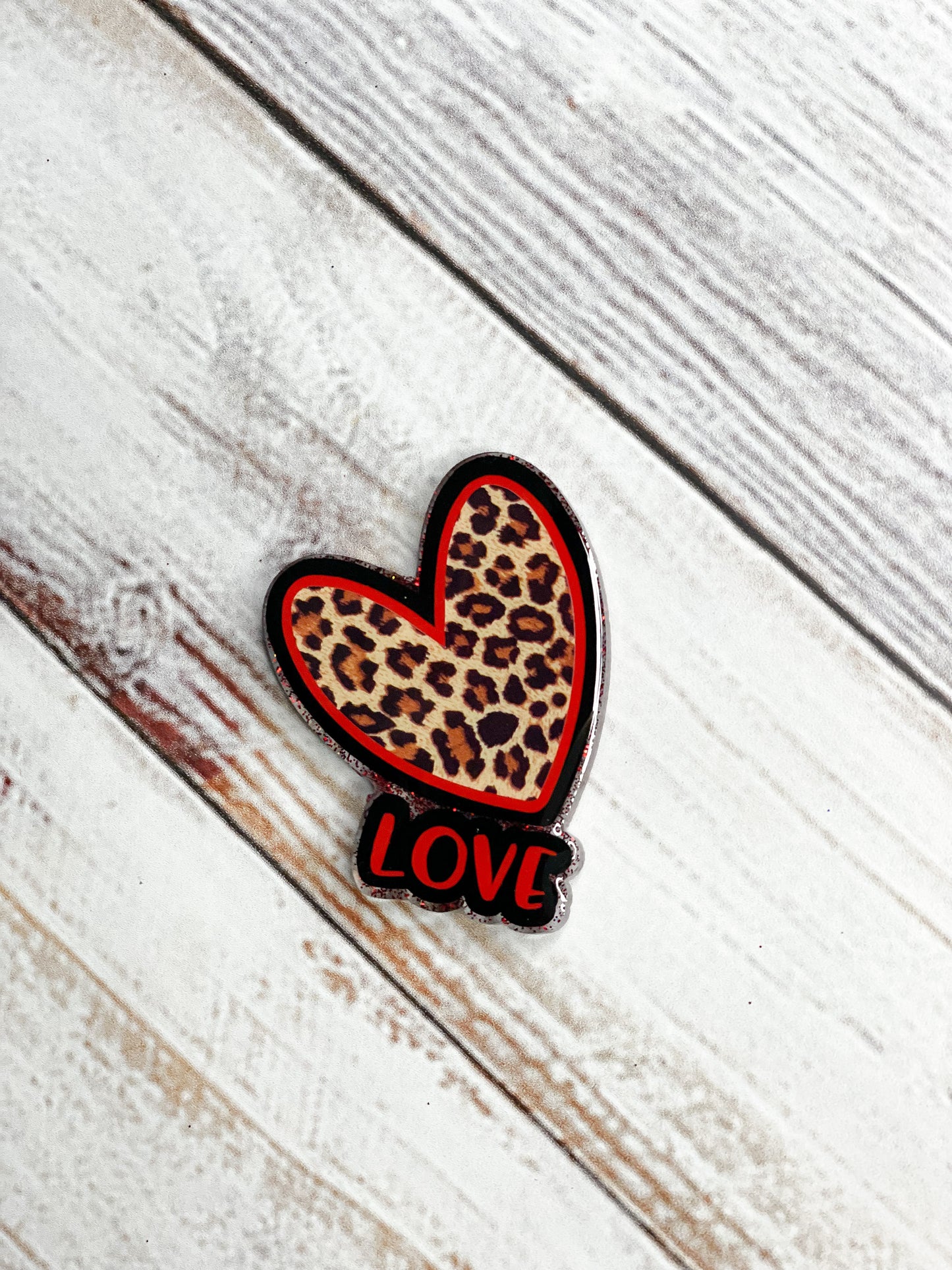 Love Heart - Leopard Badge Reel Cover